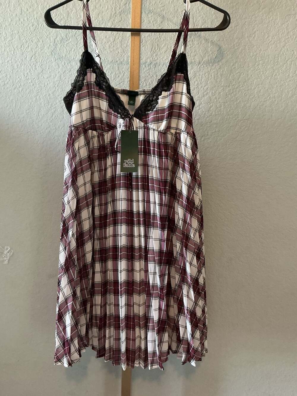 Wild Fable Plaid Babydoll Dress Size XS Burgundy